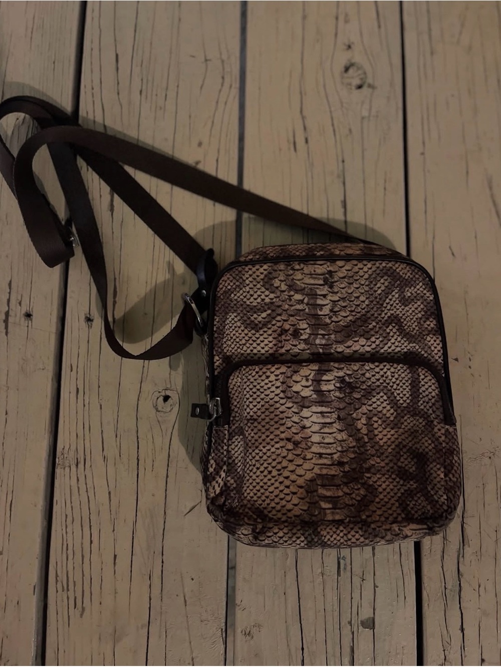 Tous Women’s Brown Snake-Print Crossbody Bag - Casual Travel Shoulder Bag